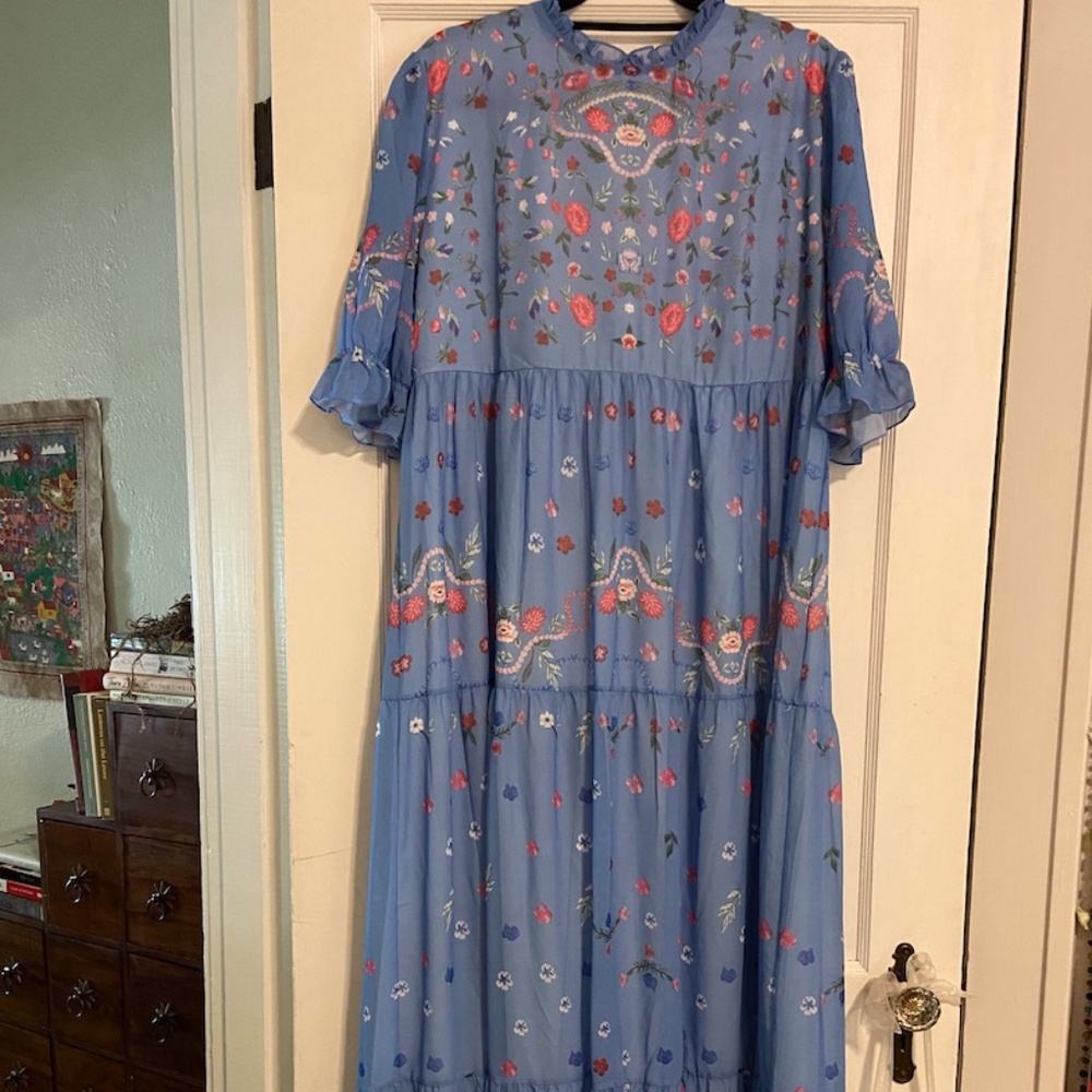 Long Silky Floral Dress XXL